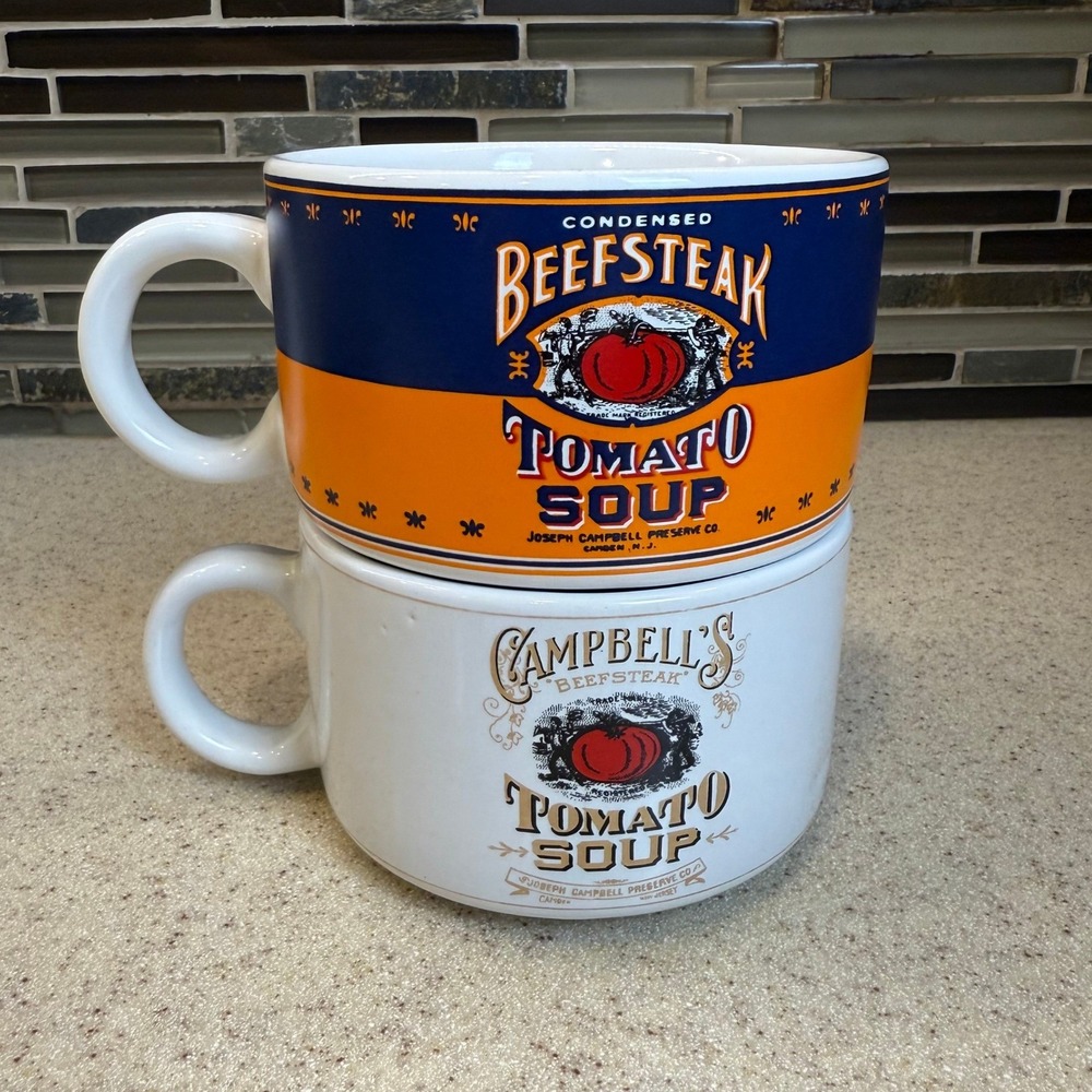 Vintage 1994 Campbells Beefsteak Tomato Soup Mugs Set of 2‎ Westwood Ceramic